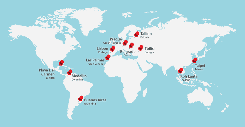 Ultimate Guide to Digital Nomad Visas 2025 – Top countries map