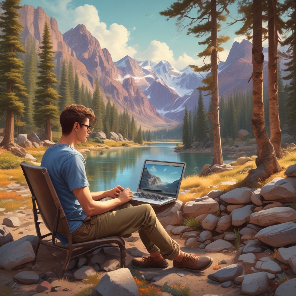 Digital nomad career 2025 – remote worker with laptop in tropical location