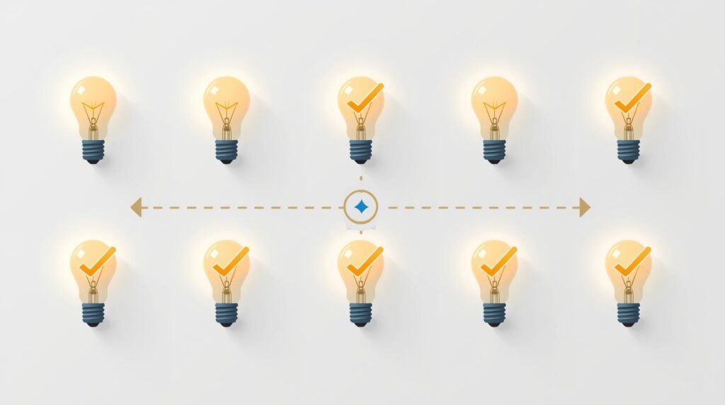 Brainstorming digital product ideas on a creative workspace for bloggers in 2025.