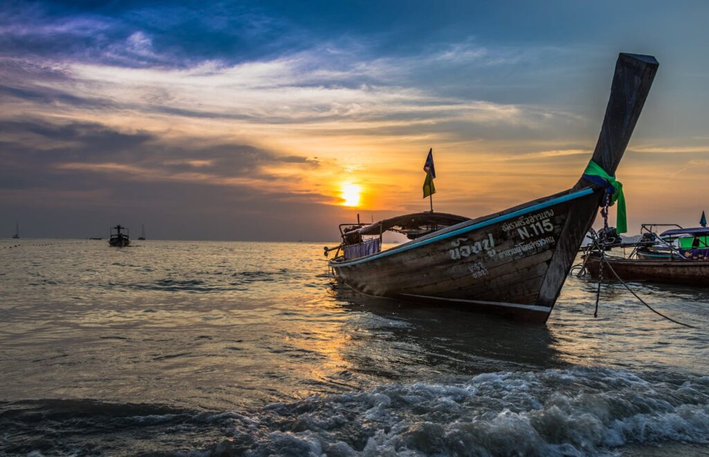 peaceful sunset in thailand away from crowds