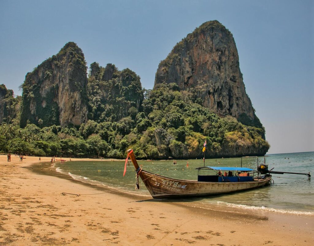 railay beach krabi thailand tropical beach cliffs