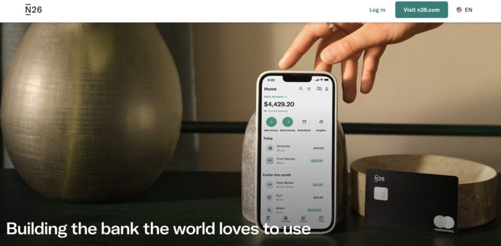 N26 digital bank mobile app used by freelancers and remote workers for global banking